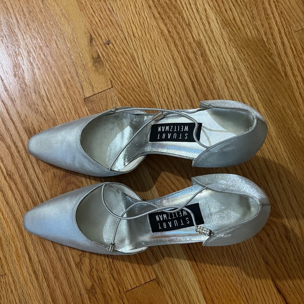 Stuart Weitzman Rondex Pewter Block Heels - Size 7